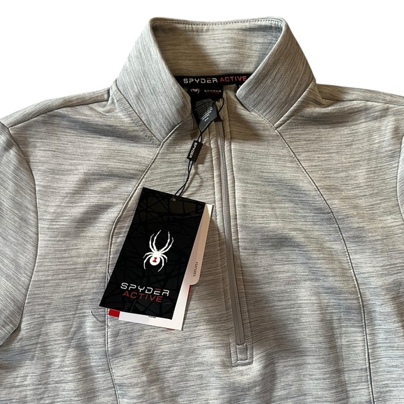SPYDER heathered gray 1/4 zip pullover sweatshirt size Large - NWT! - Picture 3 of 6